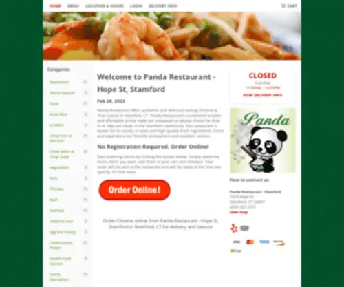 Pandastamfordct.com(Order Chinese online from Panda Restaurant) Screenshot