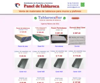 Panelmx.com(Venta de materiales de tablaroca tel) Screenshot