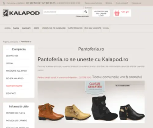Pantoferia.ro(Kalapod este un magazin online de incaltaminte la cele mai bune preturi. Aici gasesti inc) Screenshot