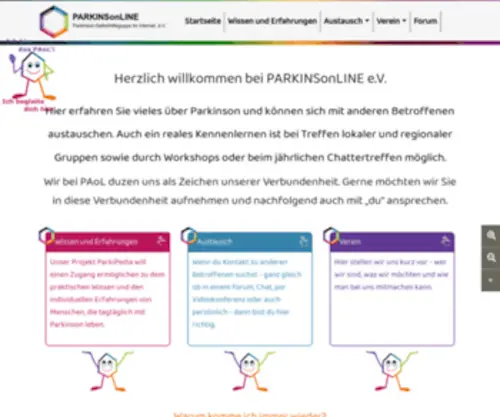 Paol-EV.de(PARKINSonLINE Parkinson Selbsthilfegruppe im Internet) Screenshot