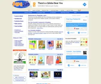 Papajan.com(From learning to read and math help to fun printable coloring and activity pages) Screenshot