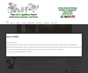 Papajoesappliancerepair.com(Papa Joe's Appliance Repair Service of Southeast Michigan) Screenshot