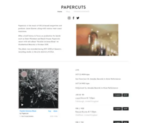 Papercutsmusic.com(Papercuts) Screenshot