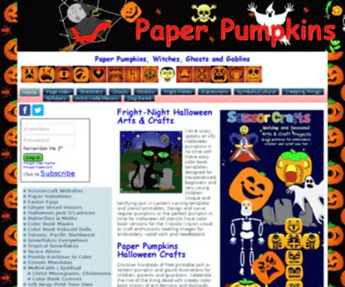 Paperpumpkins.com(Paper Pumpkin Carving Stencils Color book Halloween Templates) Screenshot