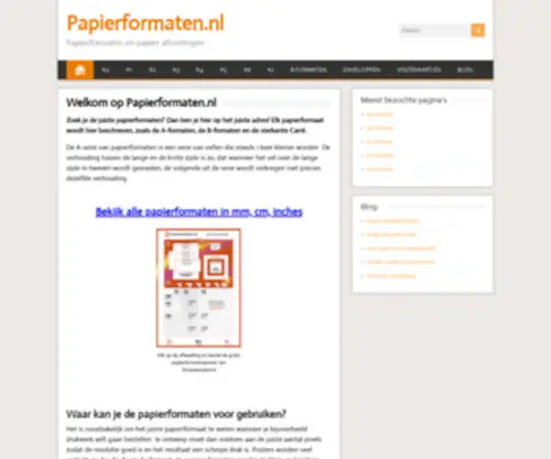 Papierformaten.nl(Papierformaten A reeks en B reeks) Screenshot