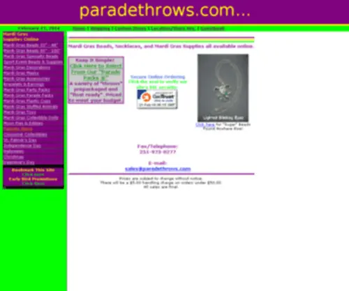 Paradethrows.com(Mardi Gras beads moon pies) Screenshot