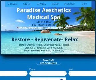 Paradiseaesthetics.com(Botox) Screenshot