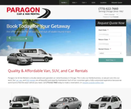 Paragonautorental.com(Paragon Car & Van Rental) Screenshot