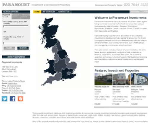 Paramountinvestments.co.uk(UK Pubs For Sale) Screenshot