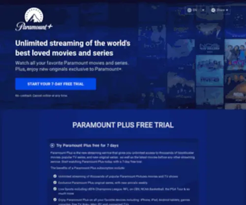 Paramountplusfreetrial.com(Paramount Plus) Screenshot