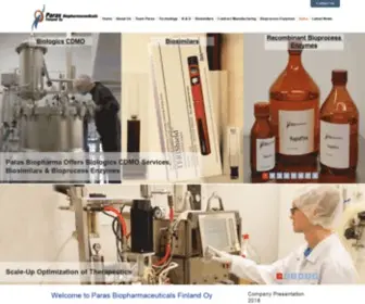 Parasbiopharma.com(Paras Biopharmaceuticals Finland Oy) Screenshot