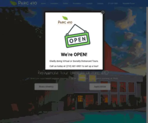 Parc410.com(Parc 410 Apartment Homes from Rent in San Antonio) Screenshot