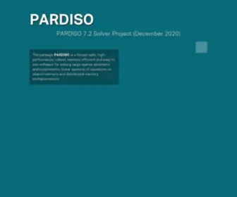 Pardiso-Project.org(PARDISO Solver Project) Screenshot