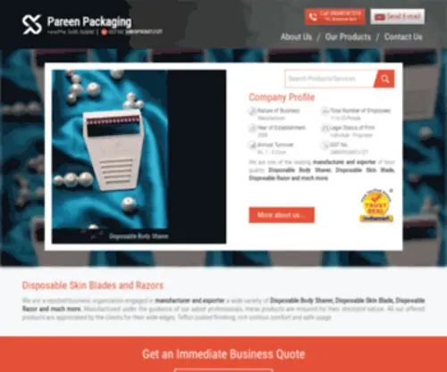 Pareenproducts.com(Pareen Packaging) Screenshot