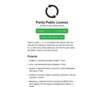 Paritylicense.com(The Parity Public License) Screenshot