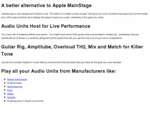 Parkingwiki.net(JambaLaya MIDI Music Performance Audio Units Host for Macintosh Computers) Screenshot