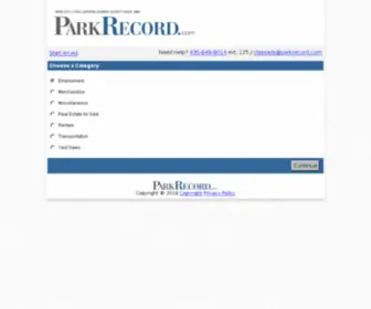 Parkrecordpostad.com(Park Record Classified Form) Screenshot