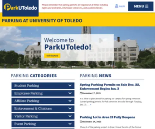 Parkutoledo.com(The Official Parking Guide for University of Toledo) Screenshot