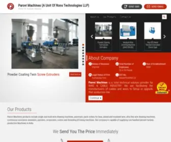 Parovimachinesindia.com(Parovi Machines (A Unit Of Rons Technologies LLP)) Screenshot