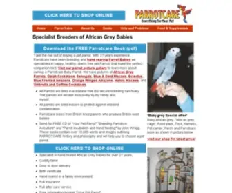 Parrotcare.com(Specialist Breeders of African Grey Babies) Screenshot