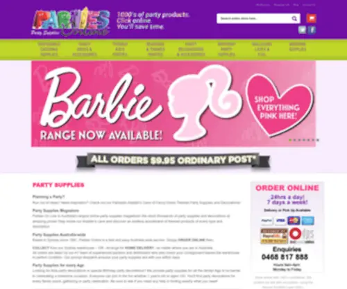 Partiesonline.com.au(Party Supplies & Party Shop in Sydney) Screenshot