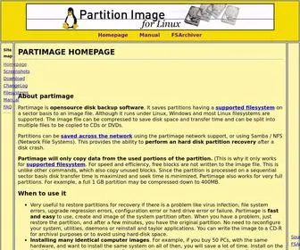 Partimage.org(Main Page) Screenshot