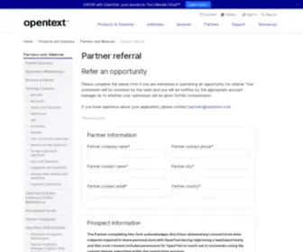 Partnersrefer.com(Partners Refer OpenText Partner Referral Program) Screenshot