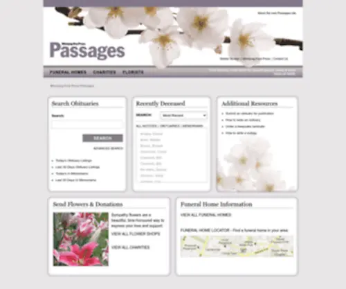Passagesmb.com(Obituaries published in the Winnipeg Free Press) Screenshot