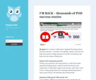 Passiveowl.com(The POD Passive Income Blog) Screenshot