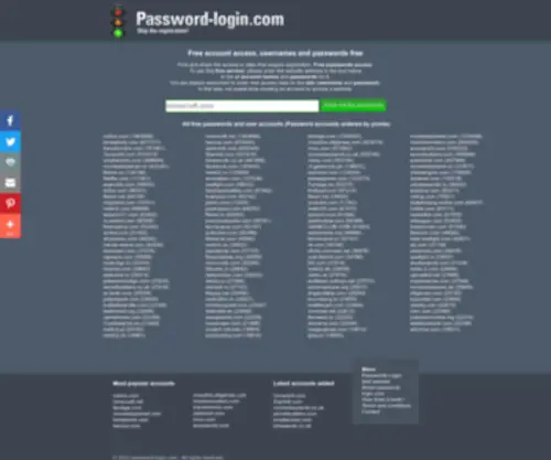 Password-Login.com(Free passwords and user accounts) Screenshot