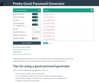 Passwordwolf.com(Pretty Good Password Generator) Screenshot