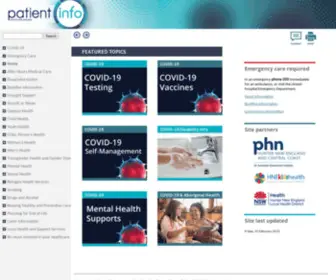 Patientinfo.org.au(HNE) Screenshot