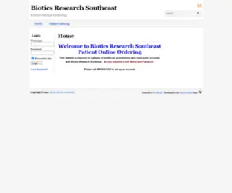 Patientordering.com(Biotics Research Southeast) Screenshot