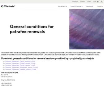 Patrafee.com(General Conditions or renewal services provided by CPA Global (Patrafee)) Screenshot