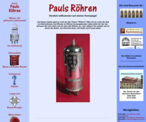 Pauls-Roehren.de(Pauls-Roehren Roehren, Radios, Verstaerker und anderer Krams) Screenshot