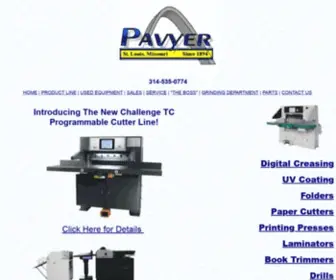 Pavyer.com(Pavyer Printing Machine Works Specializing in Selling and Servicing New and Used Paper Cutters) Screenshot