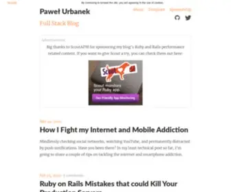 Pawelurbanek.com(Ruby on Rails Web Development Consultant Full Stack Blog) Screenshot