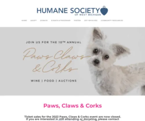 Pawsclawsandcorks.com(Paws, Claws & Corks) Screenshot