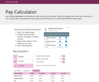 Paycalc.com.au(PAY CALCULATOR) Screenshot