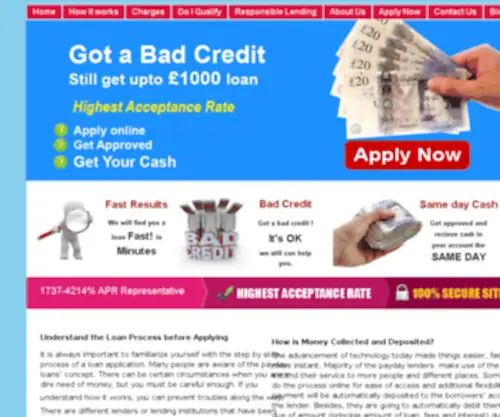 Paydayloansforbadcredits.co.uk(Payday loans for bad credit) Screenshot