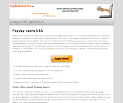 Paydayloansyou.us(Payday Loans USA) Screenshot