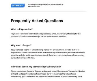 Paymentico.com(Frequently Asked Questions) Screenshot