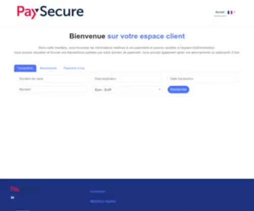 Paysecure.eu(Portail Client & Porteur de carte CentralPay) Screenshot