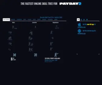 PD2Skills.com(This Payday 2 Skill and Weapon Calculator) Screenshot