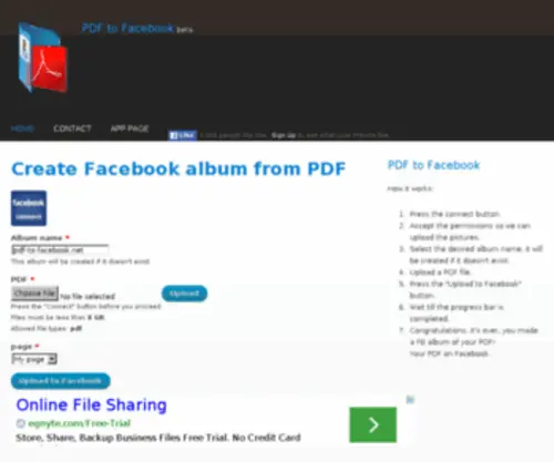 PDF2FB.net(Create Facebook album from PDF) Screenshot