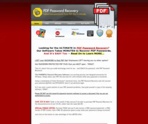 PDfpasswordrecovery.com(Recover Lost PDF Document Passwords) Screenshot