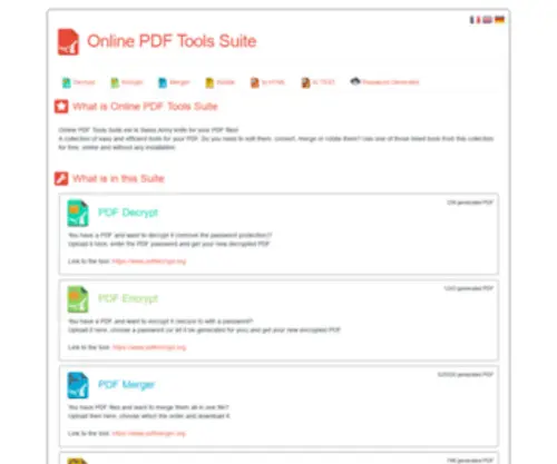 PDftools-Suite.org(Online PDF Tools Suite) Screenshot