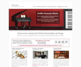 Pdinfo.com(List of Public Domain Music and Songs) Screenshot