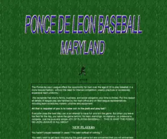 PDlmaryland.com(Ponce DeLeon Baseball Maryland) Screenshot