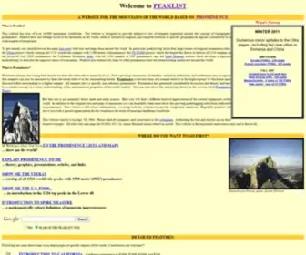 Peaklist.org(Prominence of Mountains of the World) Screenshot